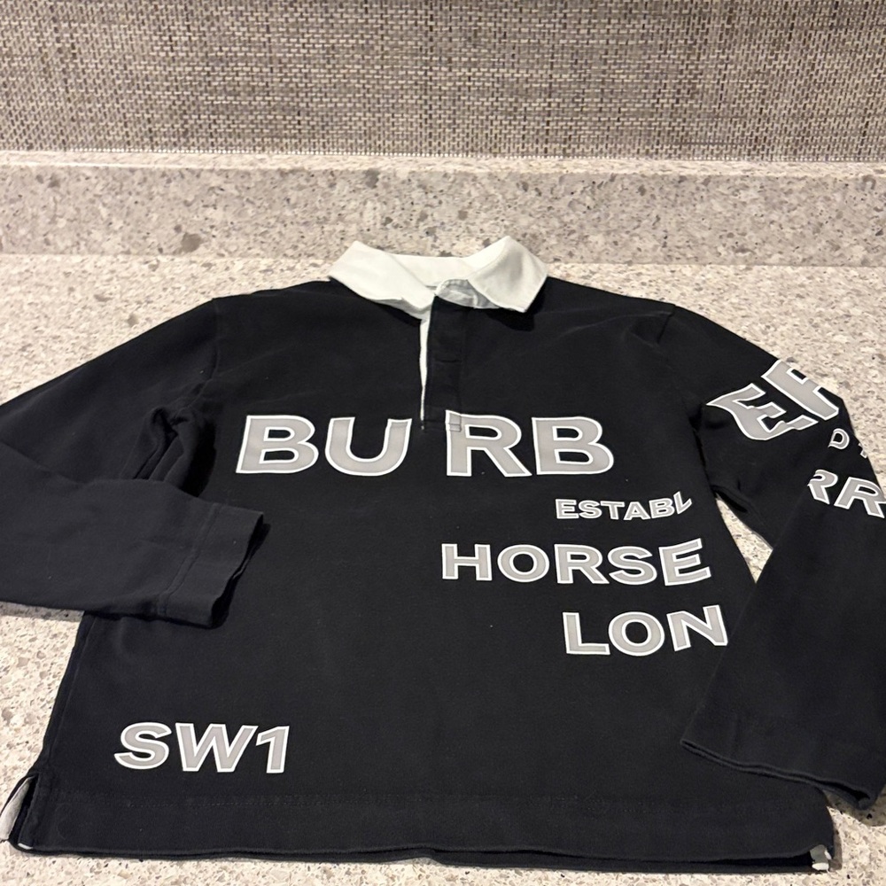 Burberry Black and White Kids Polo Shirt